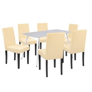 Megan 6+1 étkező garnitúra fehér-bézs 144095826 - Étkező bútor