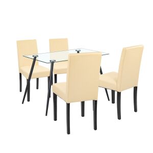 Alen 4+1 étkező garnitúra fekete-bézs 144095963 - Étkező bútor