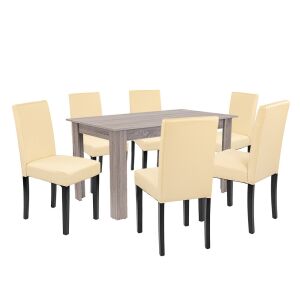 Leon 6+1 étkező garnitúra yorki tölgy-bézs 144096432 - Étkező bútor