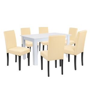 Leon 6+1 étkező garnitúra fehér-bézs 144097029 - Étkező bútor