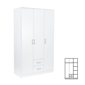 Miami gardróbszekrény 120x205 cm fehér-fehér 144097808 - Hálószoba bútor