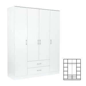 Miami gardróbszekrény 160x205 cm fehér-fehér 144097938 - Gyermek & Ifjúsági bútor