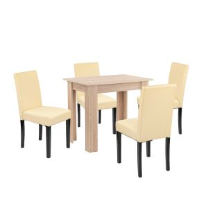 Leon 4+1 étkező garnitúra sonoma tölgy-bézs 144098007 - Étkező bútor