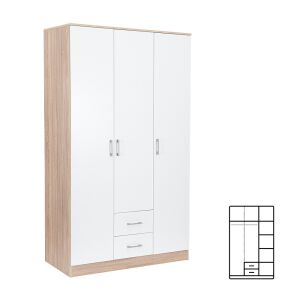 Miami gardróbszekrény 120x205 cm fehér-sonoma tölgy 144098014 - Gyermek & Ifjúsági bútor