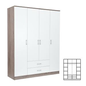 Miami gardróbszekrény 160x205 cm fehér-yorki tölgy 144099000 - Gyermek & Ifjúsági bútor