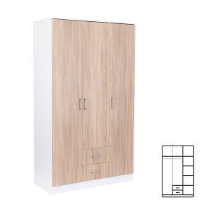 Miami gardróbszekrény 120x205 cm sonoma tölgy-fehér 144100453 - Hálószoba bútor