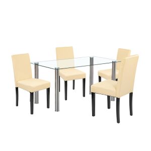 Cadiz 4+1 étkező garnitúra fehér-bézs 144103101 - Étkező bútor