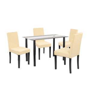 Karin 4+1 étkező garnitúra fekete-bézs 144103331 - Étkező bútor