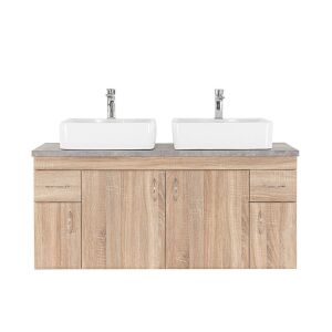 Bianco 130 alsó szekrény mosdó nélkül sonoma tölgy beton munkalappal 144103733 - Bútor