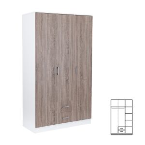 Miami gardróbszekrény 120x205 cm yorki tölgy-fehér 144103892 - Hálószoba bútor