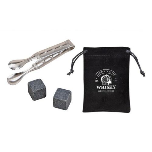 WoMa fekete bársony zacskóval, csipesszel, 12 db-os prémium bazalt whisky jégkő készlet fadobozban 144103931