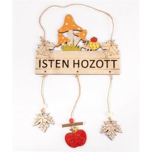 IRIS fa kopogtató tábla, "isten hozott" felirattal, gomba, sündisznó, falevelek 18 x 35cm 144104122 - Ajtódísz