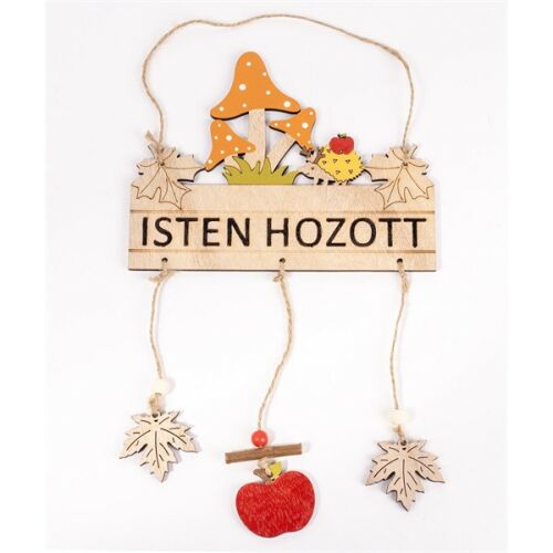 IRIS fa kopogtató tábla, "isten hozott" felirattal, gomba, sündisznó, falevelek 18 x 35cm 144104122
