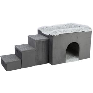 Trixie Harvey cuddly cave with steps | Bújó,lépcsőkkel (szürke/fehér-fekete) - 135x47x50 cm 144105164 - Állattartás
