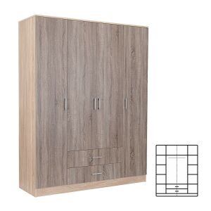 Miami gardróbszekrény 160x205 cm yorki tölgy-sonoma tölgy 144105480 - Gyermek & Ifjúsági bútor