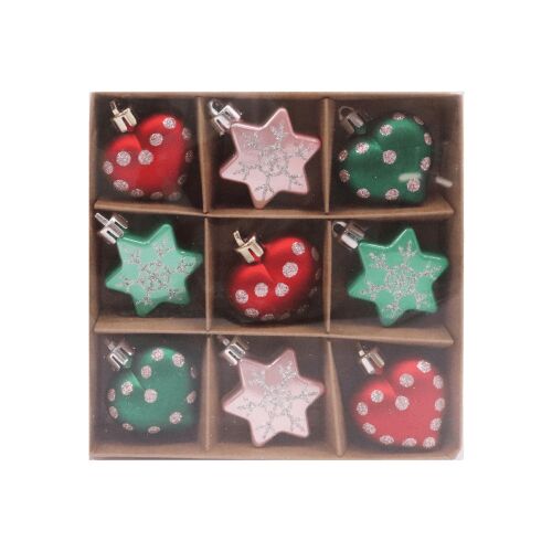 Vegyes zöld-piros-rózsaszín szív és csillag díszek 144107169