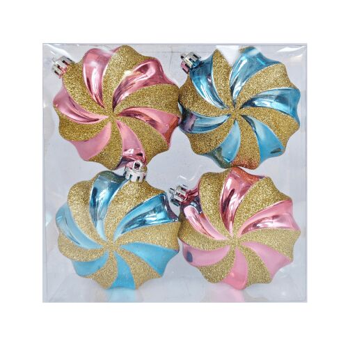 Kék-rózsaszín-arany csavart karácsonyi gömbök 144107174