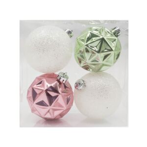 Fehér-zöld-rózsaszín karácsonyi gömbök 144107175 - Szezonális dekoráció