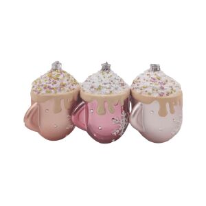 Rózsaszín habos bögrék karácsonyfadísz