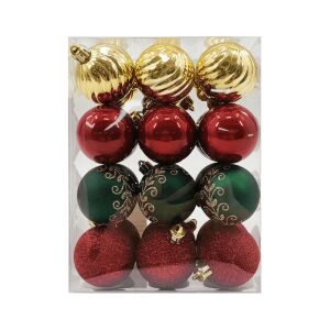 Piros-arany-zöld karácsonyi gömbök