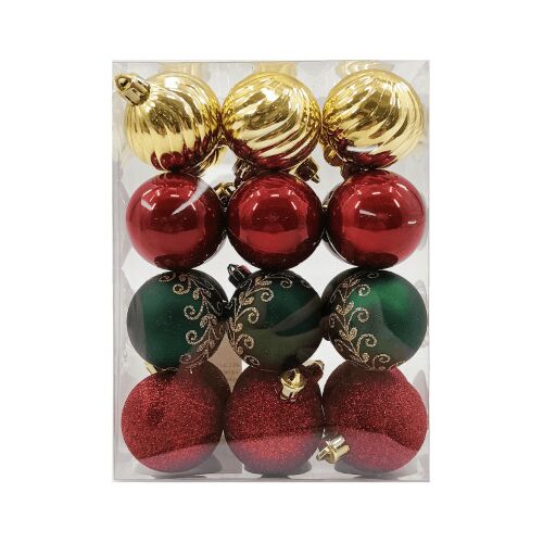Piros-arany-zöld karácsonyi gömbök 144107200