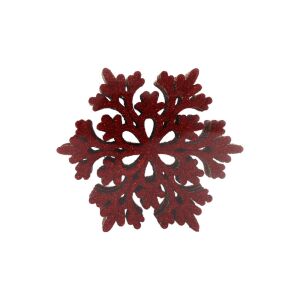 Piros csillogó hópehely karácsonyfadísz