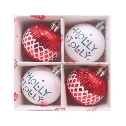 Piros-fehér mintás karácsonyi gömbök 144107210