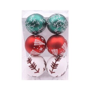 Zöld-piros-fehér mintás karácsonyi gömbök 144107211 - Szezonális dekoráció