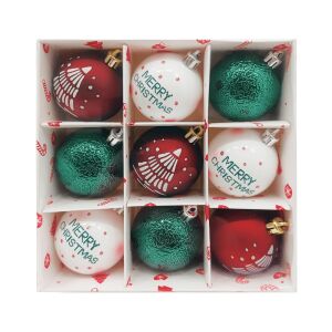 Zöld-piros-fehér mintás karácsonyi gömbök