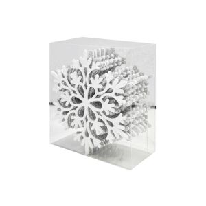 Fehér-ezüst csillogó hópehely karácsonyfadísz 144107215 - Szezonális dekoráció