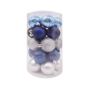 Ezüst-kék karácsonyi gömbök
