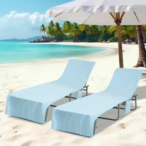 vidaXL Prosoape pentru șezlong 2 pcs albastru 210 x 75 cm 144109822 - Accesorii pentru șezlonguri și paturi de plajă