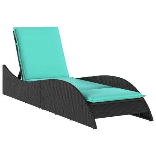 vidaXL fekete polyrattan napozóágy párnával 60 x 205 x 73 cm