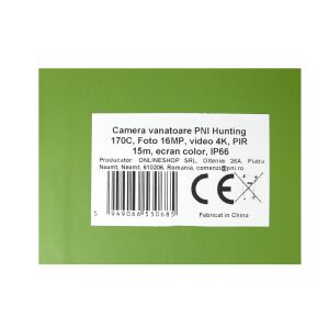 Камера PNI Hunting 170C, 16 MP фото, 4K видео, 15 m PIR, цветен екран, IP66, слот за micro SD карта, 120° FOV, 38 LED 144111928 - Лов