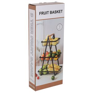 Háromszintes fém gyümölcskosár, fekete - 34x17,5x48cm 144112697 - Gyümölcskosár