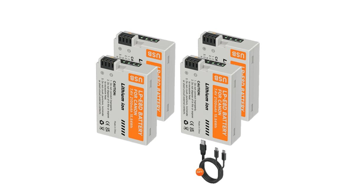 2 x LP-E8 Replacement Battery and LCD Dual Charger Compatible with Canon Rebel T2i, T3i, T4i, T5i, EOS 550D, 600D, 650D, 700D, Kiss X4, X5, X6 Digital Camera 2 x LP-E8 Replacement Battery and LCD Dual Charger Compatible with Canon Rebel T2i, T3i, T4i, T5i, EOS 550D, 600D, 650D, 700D, Kiss X4, X5, X6 Digital Camera