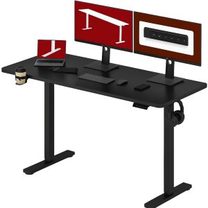 Sincere Elektromos magasságállítható íróasztal memóriafunkciós vezérléssel, pohár- és fejhallgatótartóval 140×60cm 15mm 144116617 - Sincere