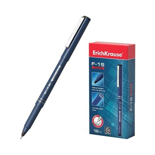 Fineliner pe baza de apa, F-15, varf 0.6 mm, clips din metal, negru 144116834