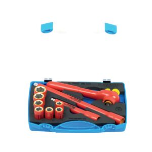239VDEDP6P10 Trusa capete chei tubulare 3/8'' izolate la 1000 V in cutie de plastic / 10 piese - 621647 144119217 - Seturi scule și Scari