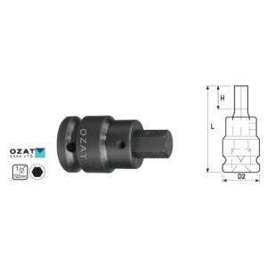 Cap cheie tubulara impact 1/2'', profil hexagon exterior 13 144119227 - Unelte de mână