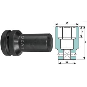 1'' 6-странна ударна вложка, тънкостенна, дължина 30 144119233 - Ръчен инструмент
