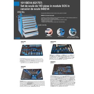1011BEV4 Set de scule de 193 piese in module SOS in carucior de scule 940EV4 - 621757 144119375 - Seturi scule
