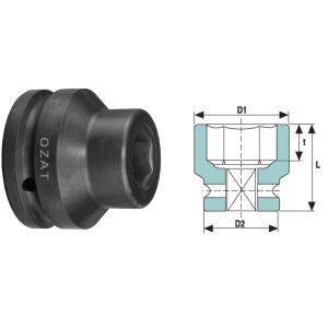 Dünnwandiger Kraft-Steckschlüsseleinsatz 3/4'' 6-kant, kurz 28 144119389 - Steckschlüssel