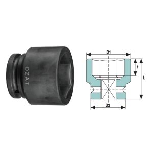 Cap cheie tubulara de impact 1'' 6 laturi, scurt 56 144119610 - Unelte de mână