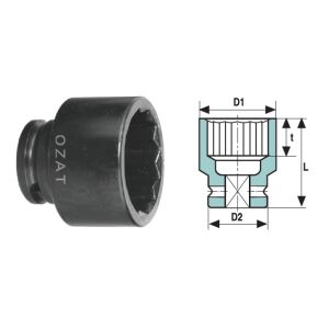 Cap cheie tubulara de impact 3/4'' 12 laturi, scurt 1'' 144119692 - Unelte de mână