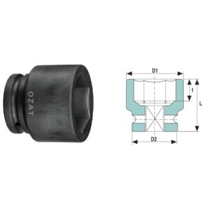 Cap cheie tubulara de impact 1'' 6 laturi, scurt 3 1/4'' 144119873 - Unelte de mână