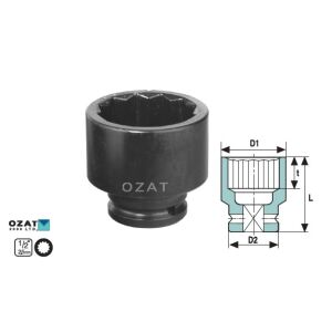 1/2'' глава за ударен гайковерт, 12 страни, къса 34 144120361 - Ръчен инструмент