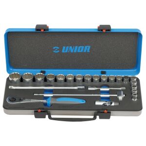 Zestaw kluczy nasadowych 1/2'' w metalowym pudełku 144120441 - Zestaw narzędzi