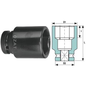 Cap cheie tubulara de impact 1'' 6 laturi, lung 62 144120453 - Unelte de mână