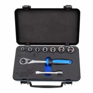190BI6P9-ANNIV Zestaw 7 nasadek 1/2" od 10 do 24 i grzechotka dwustronna, w metalowym pudełku 144120694 - Klucz do wtyczek